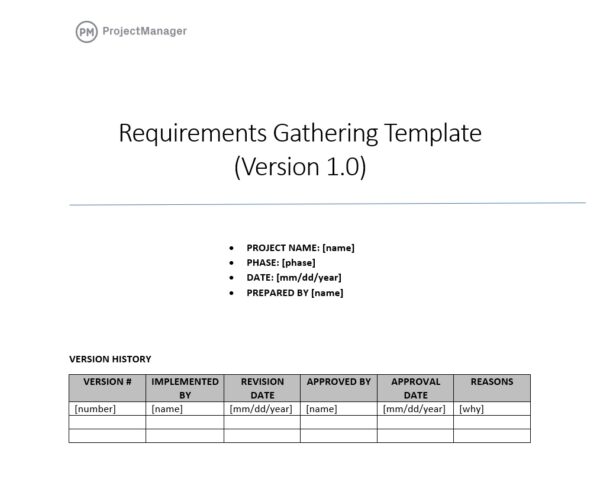 Requirements gathering template