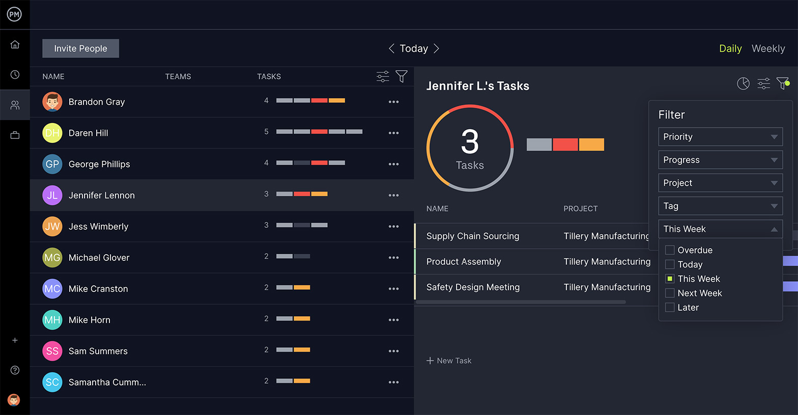 ProjectManager team management view
