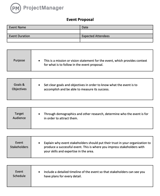 Event proposal template for marketing teams