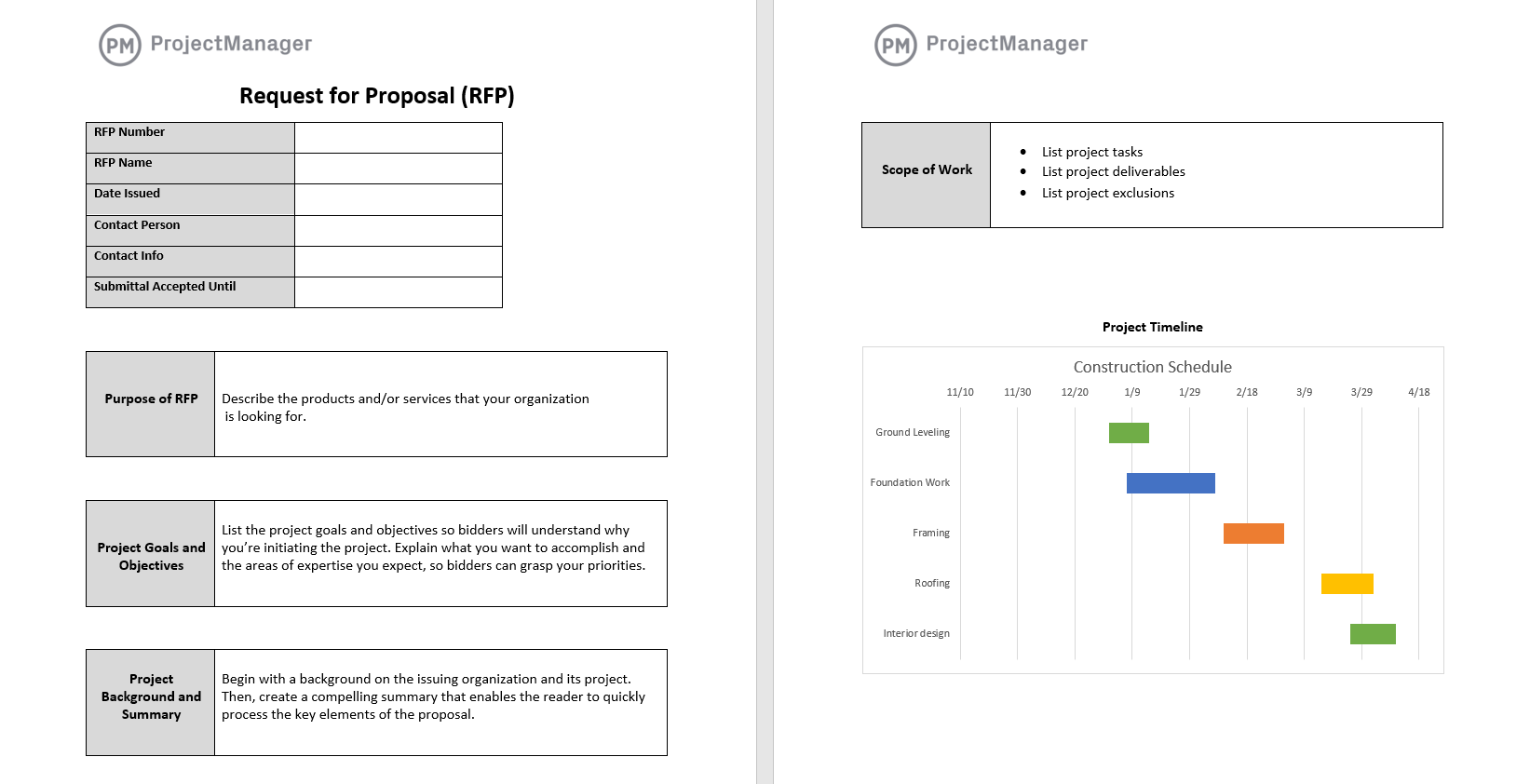 ProjectManager's request for proposal template