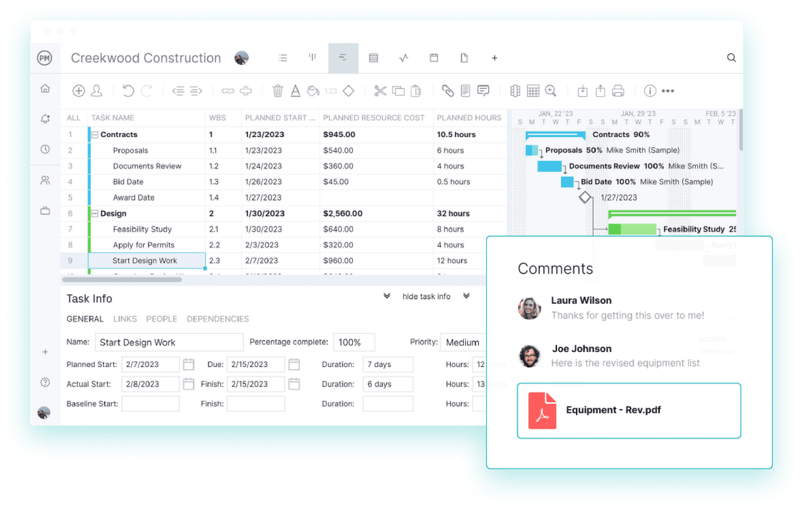 ProjectManager's collaborative comments